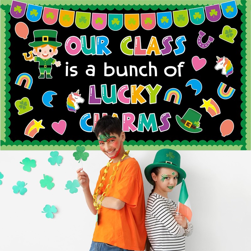 gisgfim St. Patrick's Day Classroom Bulletin Board Set Decoration Lucky