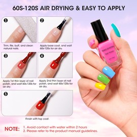 Nailshion Nailshion Nail Polish Set 16 Colors 10ML Quick Air Dry Rainbow Nail Polish with Base Coat Top Coat and Remover Pad Spring Summer Regular Nail Lacquer Bulk Gift for Nail Art Lovers