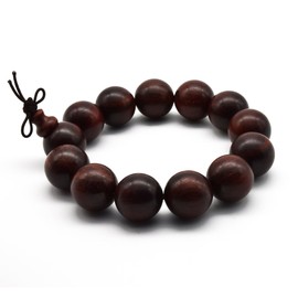 Zen Dear Unisex Natural African Blood Red Sandalwood Prayer Beads Tibetan Buddhism Mala Bracelet Necklace, Small, Wood, wood