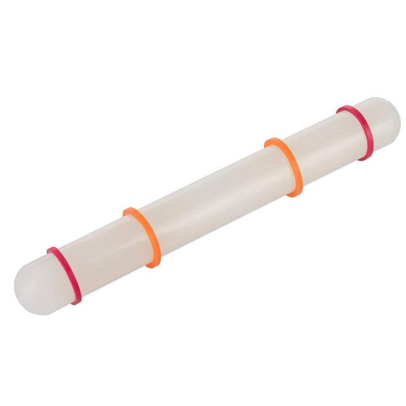 Westmark Ausrollstab, Mit Distanzring, Länge: 22,2 cm, Kunststoff/Silikon, Weiß/Rot/Orange, 30462280