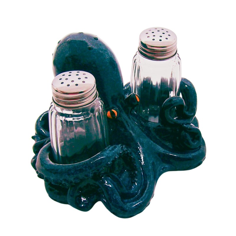 Octopus Salt and Pepper Set Holder, Nautical Décor, Shakers Included,
