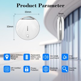 Air Tracker Tag, [MFi Certified] Smart Tags, Pet Bluetooth Tracker for Apple Find My, Replaceable Battery,IP68 Waterproof, Key Finder and Item Locator for Keys, Bags, Pets, Wallet (iOS Only)