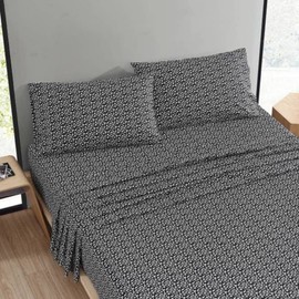 Marimekko - King Sheets, Cotton Percale Bedding Set, Crisp & Cool Home Decor (Pikkuinen Unikko Black,4 pcs, King)