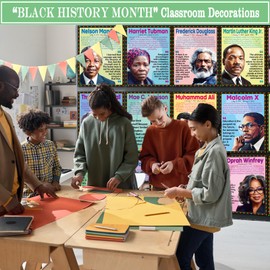 Adduster 16 Black History Posters - Black Juneteenth Posters 13.4 * 10.2 inch Black History Classroom Wall Decor June 19th Freedom Bulletin Board Decor