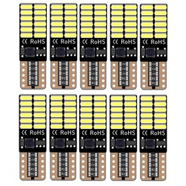 T10 W5W CANBUS CANSELLER LED DC12V 4014SMD 24 Rows Non-Polar Position License Plate Light White Double Sided Light Set of 10