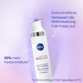 NIVEA Cellular Expert Filler Konzentriertes Anti-Age Serum (40 ml), Anti Falten Serum mit Hyaluron- und Folsäure, konzentriertes Hyaluron Serum für jünger aussehende Haut
