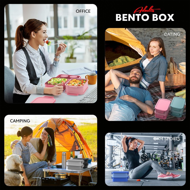 Jelife Adult Bento Box Lunch Box - Large Style Stackable