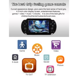 CZT Videospielkonsole 4,3 Zoll 8GB Eingebaute 2100 Kostenlose Spiele für Mehrere Simulatoren Handheld-Spielkonsole Video/Musik TV-Ausgang Spiel kann Archiviert Werden EIN Geburtstagsgeschenke