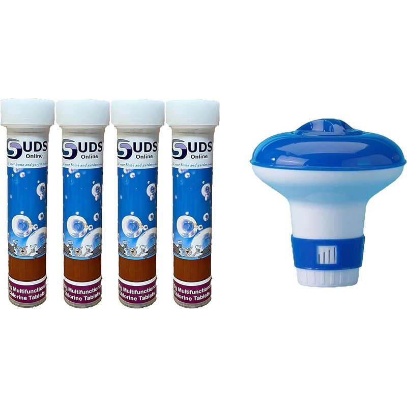 SUDS-ONLINE Floating Dispenser + 40 Ultimate Chlorine Tablets 20g Hot