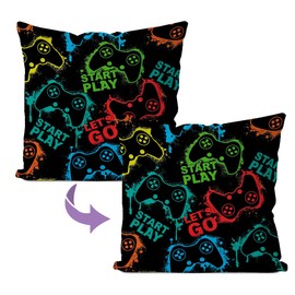 IWXYI Gaming Pillows Covers 18x18 - Gamer Decorative Pillow Covers, Game Room Decor, Teen Boy Room Decor, Gifts for Teenage Boys Boyfriends Gamer, Play Start