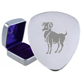 Aries Zodiac Star Sign Steel Guitar Plectrum Pick Engraved - Optional Text On Box