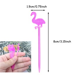 yueton 100 púas de plástico con forma de flamenco rosa para aperitivos, púas de plástico para decoración de fiestas tropicales