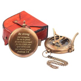Be Strong Sundial Compass - First Communion Gifts for Boys - Girls - Baptism - Kids Confirmation - Religious Men holy boy Compasses - Joshua 1:9 - Graduation Christian Son Keepsake Grandson