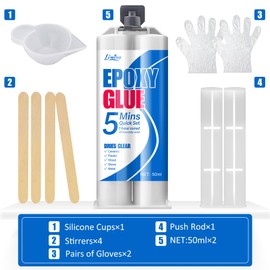 Clear Epoxy Glue Kit - 3.5oz 2 Part Multi-Purpose Glue for Repairing Tile, Metal, Ceramics, Plastic, Wood - Fast Repair in 5 Minutes Super Glue - Strong, Wear-Resistant, Waterproof with Accessories