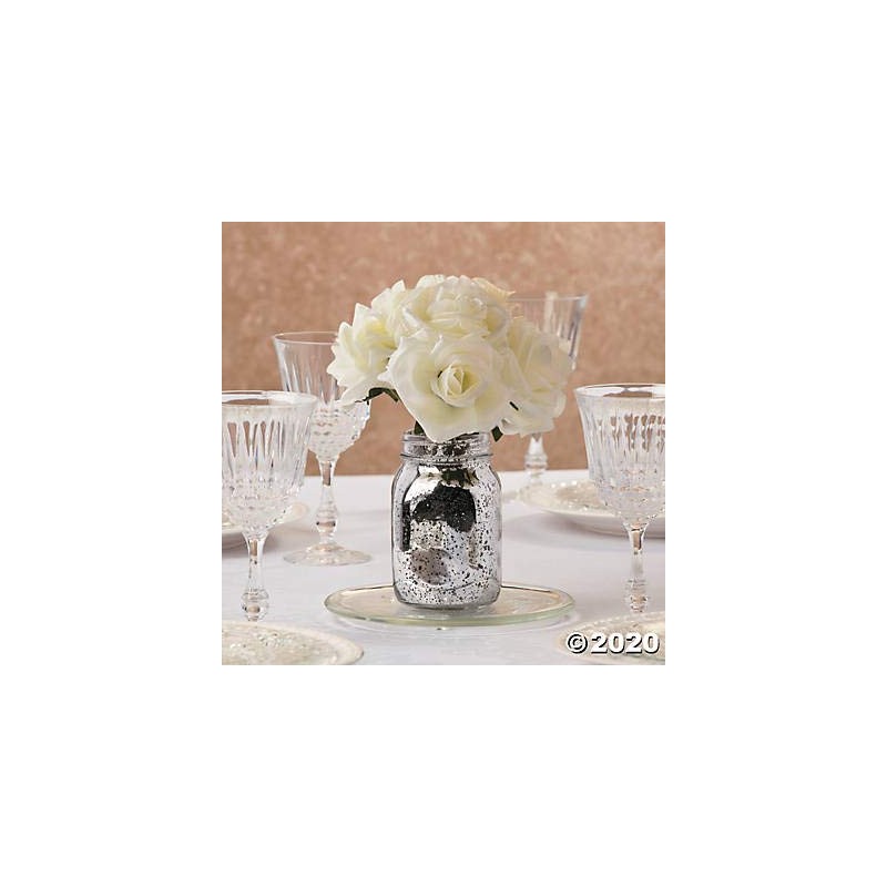 Silver Mercury Glass Mason Jars (bulk set of 12) Wedding