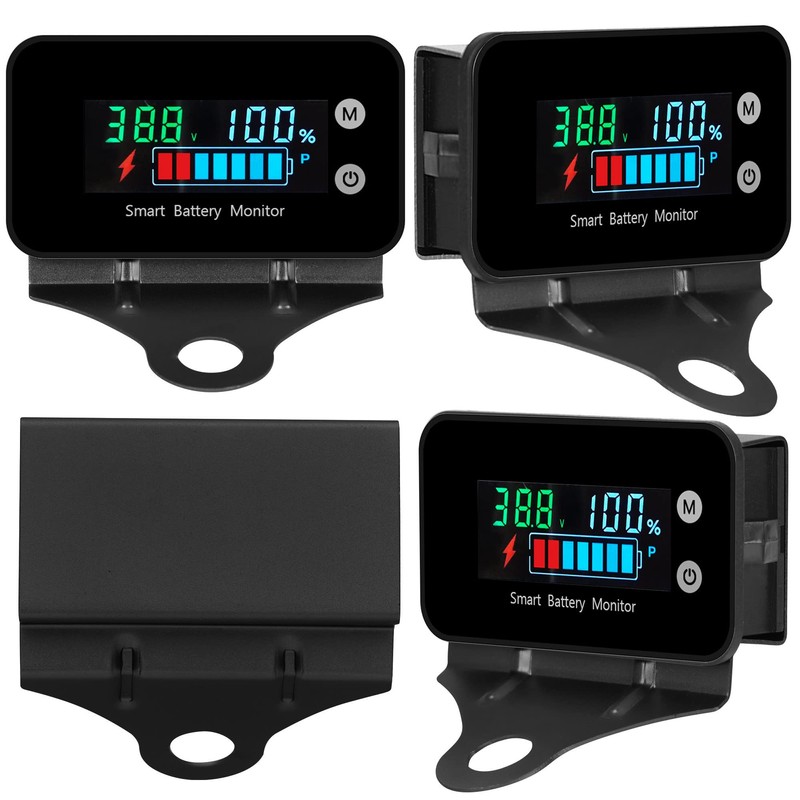 IPX7 Waterproof Battery Monitor with Bracket 7-100V,12v 24v 36v 48v