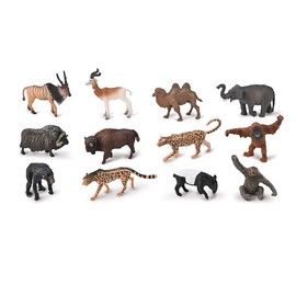 CollectA Box of Mini Wild Animals - 12pcs Hand Painted Animal Figure Set, Realistic Jungle Toys & Figures, Wildlife Gifts For Toddlers & Kids, Age 3 + Years Old