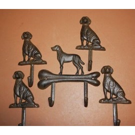 Vintage (5) Hunting Dogs Wall Hooks for Coats Jackets & Leashes, w-32 h-86 -