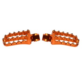 Orange Rally Style Enlarged Foot Pegs Footrest Compatible with Husqvarna 701 Enduro/Supermoto 2016-2023, Norden 901 2022-2023, Forged from 6061 Billet Aluminum, See Fitment