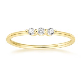 TIGRADE 1.5mm Eternity Ring 14k Gold Plated Three Cubic Zirconia Minimalist Engagement Ring Petite Round CZ Stacking Promise Ring for Women Size 4-11, Gold, Size 4