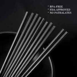SUPJOYES Fiberglass Chopsticks Reusable, 5 Pairs Reusable Black Plastic Chopsticks Japanese, Dishwasher Safe chop Sticks