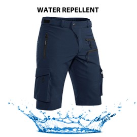 Hiauspor Men's Mountain Bike Shorts Stretch MTB Shorts Quick Dry with Zipper Pocket (Dark Navy, X-Large)