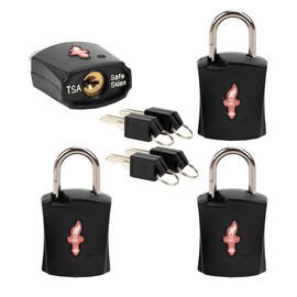 DUALCROWN Paquete de 4 candados de equipaje negro aprobado por la TSA, cerradura de llave aprobada por la TSA, cerradura de llave de equipaje o cerradura de viaje aprobado por la TSA y cerradura de