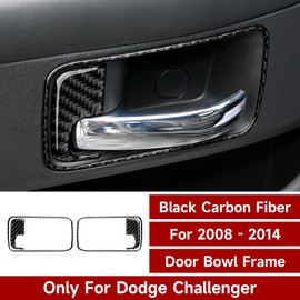 Carbon Fiber Inner Door Handle Bowl Interior Cover Trim Decals Stickers Compatible with Dodge Challenger 2008 2009 2010 2012 2013 2014, Challenger Accessories, Car Decorate Accessories