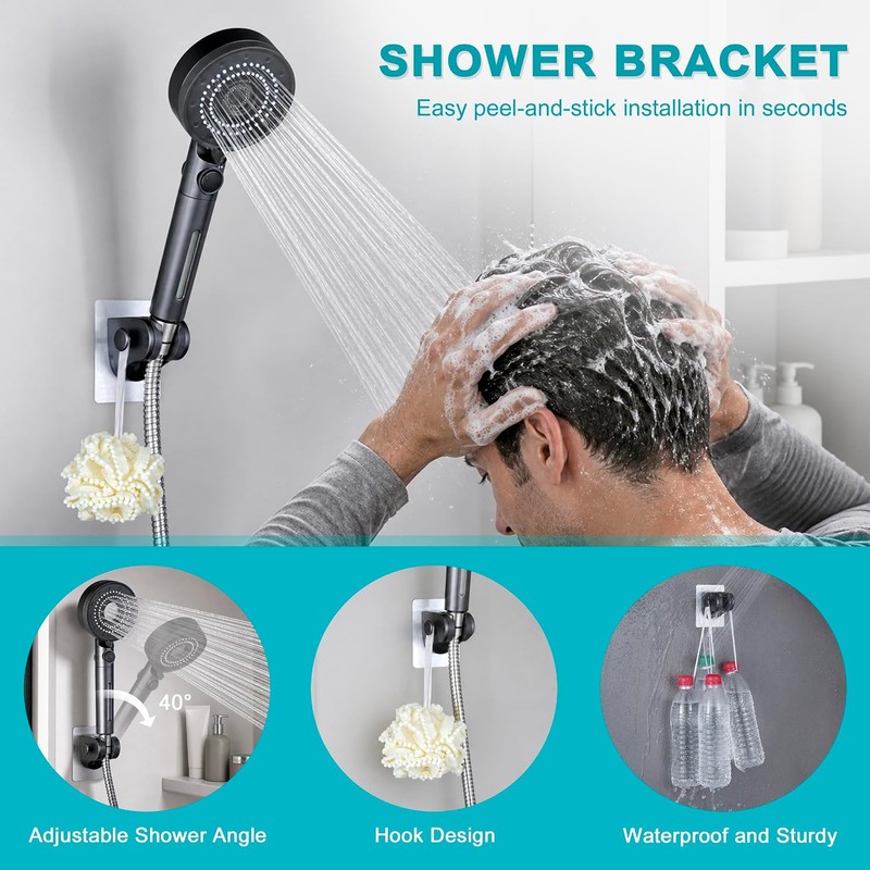 5-Mode High Pressure RV Handheld Shower Head with Filter