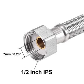 uxcell Faucet Supply Line Connector G1/2 Female x G1/2 Male 24 Inch Length 304 Stainless Steel Hose 2Pcs