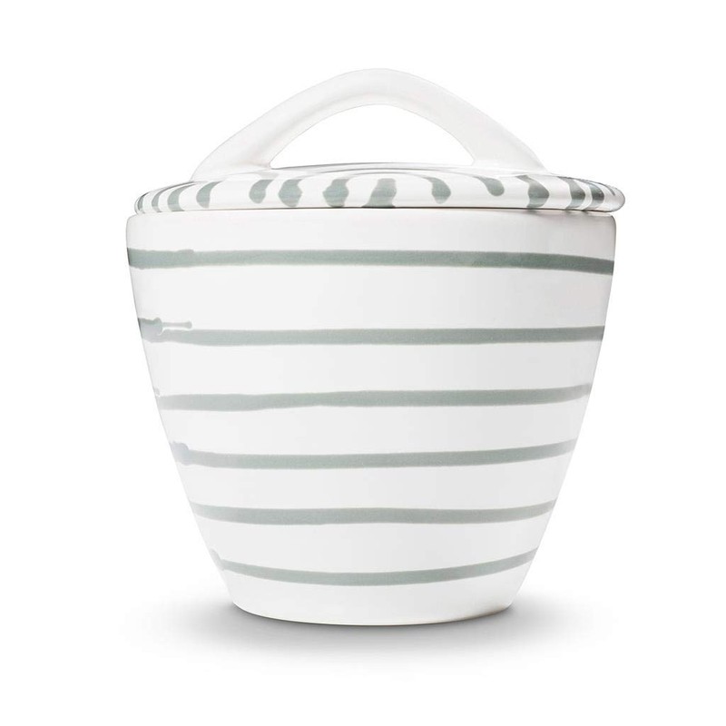 Gmundner Keramik Manufaktur 0106DZGO09 Graugeflammt Gourmet Sugar Bowl Diameter 9