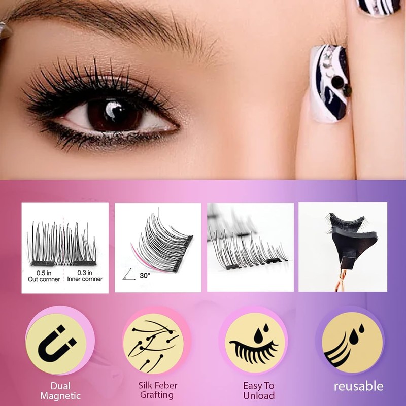 Magnetic Eyelashes without Eyeliner - Reusable Dual Magnetic lashes with