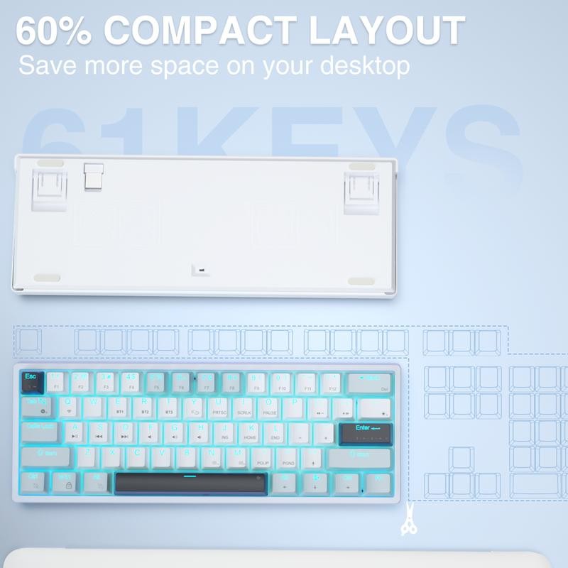 Solakaka SK961 Wireless Mechanical Keyboard 60 Percent Keyboard Tri-Mode Connection