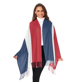 HOAIRONY Dominican Republic Flag Women's Scarf Shawl Cashmere Feel Scarves Fashion Soft Winter Warm Large Scarf with Tassel (C-A14)