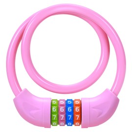 Sportneer Cable Lock: 4 Digit Resettable Combination High Security Bike Locks Heavy Duty Anti Theft - 25.6inch Long Colorful & Keyless Bicycle Lock for Kid‘s Bike-Pink