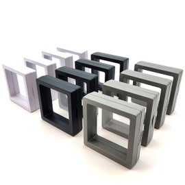 ailison 12PCS 3D Floating Frame Display Stand, Jewelry Box, Gift Box, Ornament Organizer, Small Travel Jewelry Box, PE Film Anti-Oxidation, Suspended Display Box Stackable (3.54*3.54，Type 7)