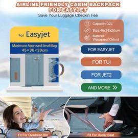 Hayayu Designed for Easyjet Underseat Cabin Bag 45x36x20,Large Travel Backpack Rucksack for Men and Women, Hand Luggage Bag Carry on Bag Under seat Cabin Bag