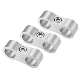 X AUTOHAUX 3pcs Aluminum Alloy AN6 Car Hose Separator Clamp Fuel Line Connector for Oil Fuel Hose Silver Tone