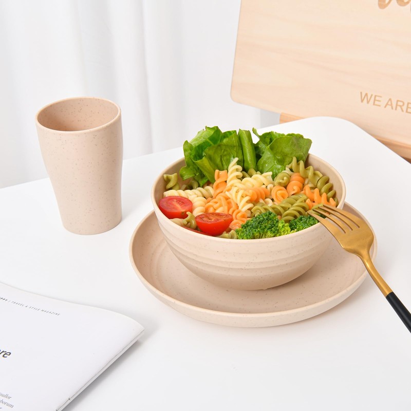 24 - Piece Wheat Straw Dinnerware Set - Plates and