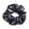 QinGoo Large Stylish Leather Leather Scrunchie Black Hair Elastic Hair
