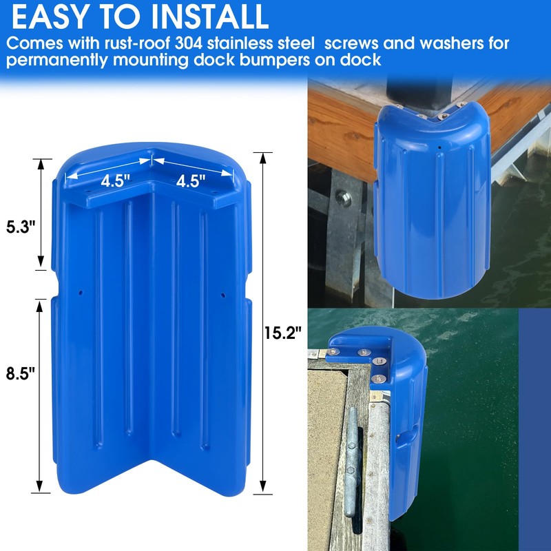 JYINCPED Corner Dock Bumpers,Boat Dock Corner Bumpers Fenders,Marine-Grade Viny,Inflatable Protection