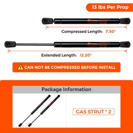 PAMAGOO C16-02716 12 inch 13 lbs Gas Strut Shocks Lift for Pickup Truck Weatherguard Tool Box Lid A.R.E Leer Camper Shell Window Support RV Side Back Window, 12" Gas Spring by 2 Pack