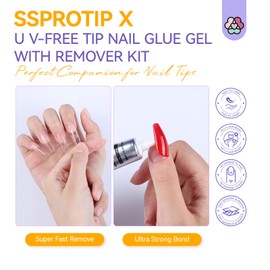 Saviland UV Free Nail Glue & Remover: UV Free Press-On Nail Glue Super Strong for Nail Tips, Nail Glue with Fast Drying 15 Seconds Nail Glue Remover & Nail Art Tool, Fast Drying Manicure at Home