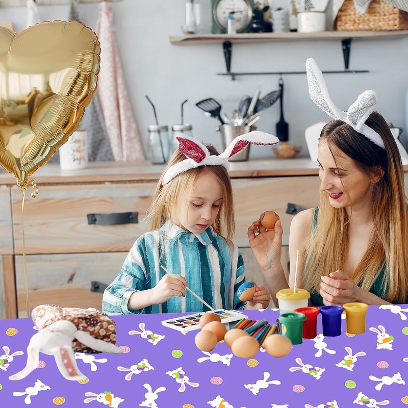 Easter Tablecloth, Easter Bunny Table Covers, Easter Colourful Egg Table,