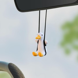 Car Mirror Hanging Accessories Hanging Duck Ornament – Funny Rearview Mirror Decor, Swinging Dashboard Duck for Car Interior, Cute Auto Accessories for Men and Women