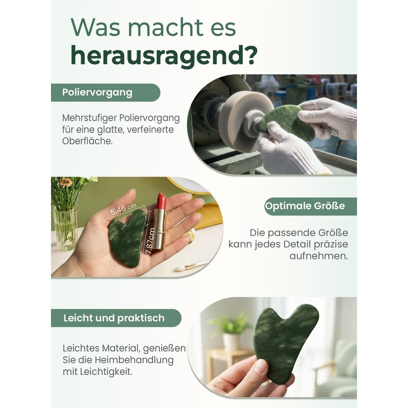Jade Gua Sha Stein, Natürliche Jade Stein Guasha Werkzeug für