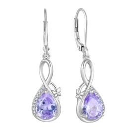 CARICY Butterfly Dangle Earrings for Women 925 Sterling Silver Infinity June Alexandrite Birthstone Leverback Drop Earrings Jewelry Birthday Christmas
