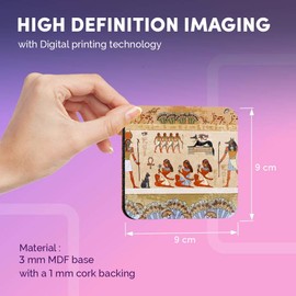Destination Vinyl ltd Great Coasters (Set of 4) Square - Egyptian Hieroglyphs Art Drink Glossy Coasters/Tabletop Protection for Any Table Type #14227