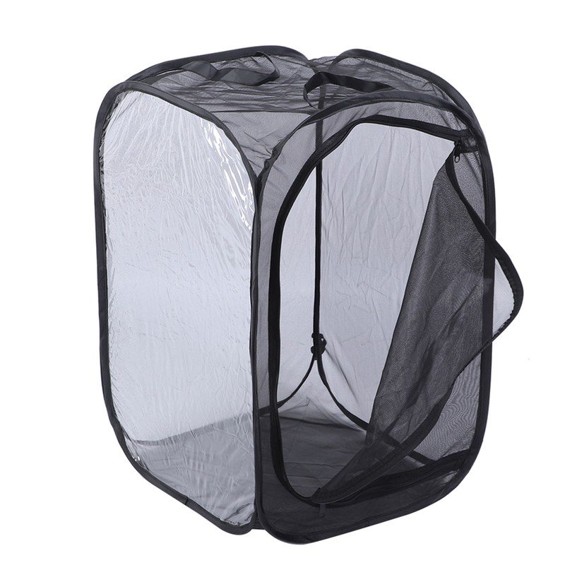 Black Collapsible Foldable Ventilated Insect Light Transmission Mesh Cage House