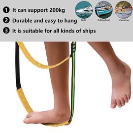 4 Steps Boat Rope Ladder, Foldable Portable Assist Boarding Rope Ladder for Inflatable Boat, Kayak, Motorboat, Canoeing